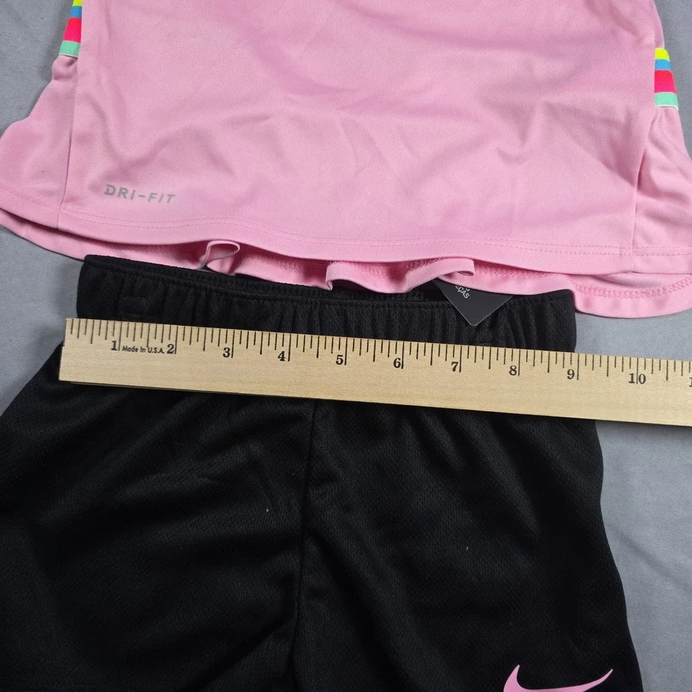 Nike Dri-Fit Little Girl's  2-Piece Graphic Tee & Short Set Pink Black 3T